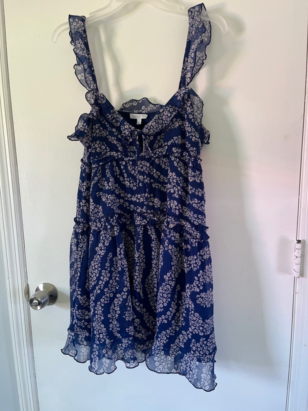 Patrons of Peace Navy Blue Floral Mini Summery Sundress Dress